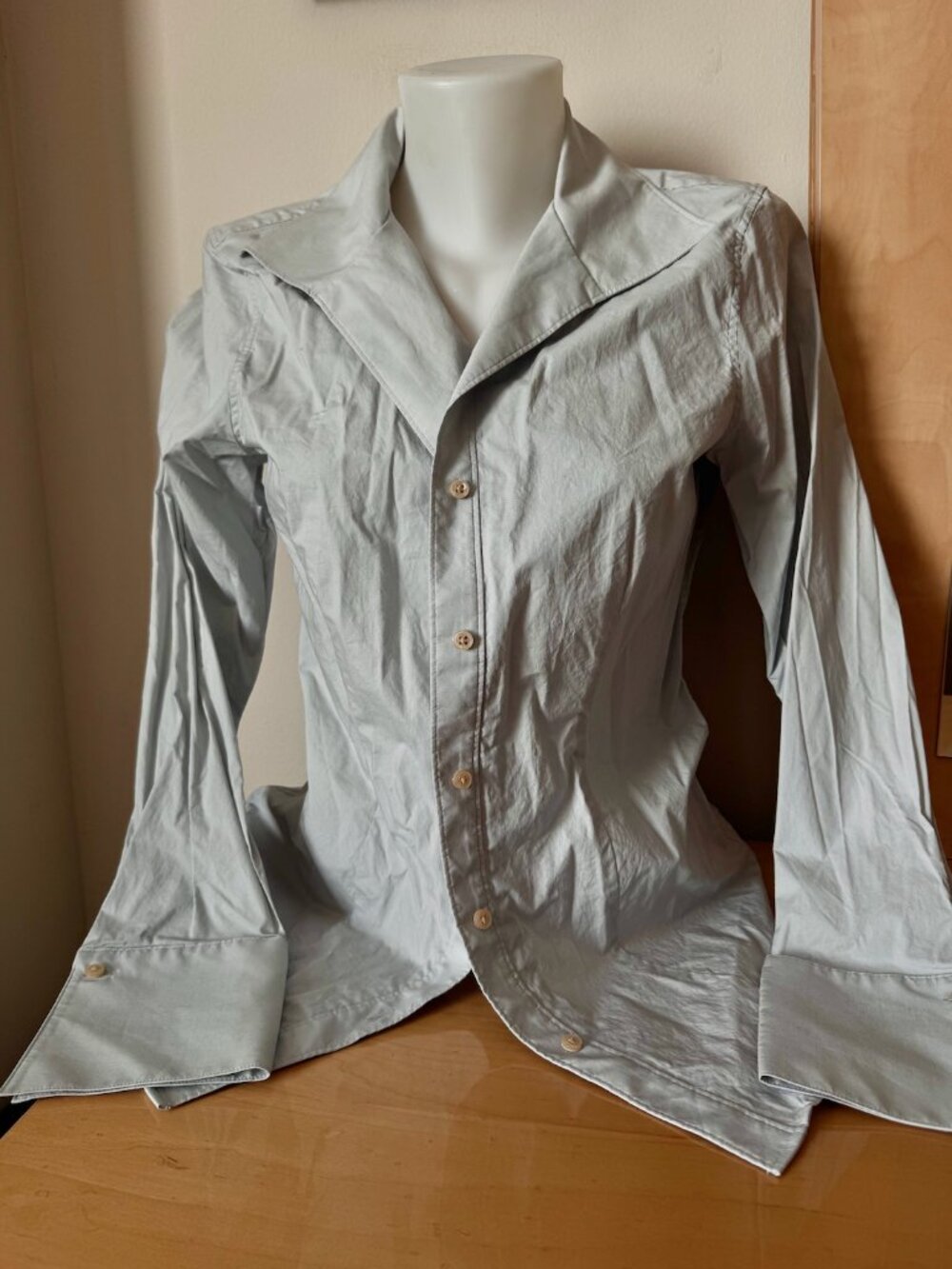 Paperwhite Long Sleeve Button-Up In Muted Pastel Cloud Blue (Women's Size 8)